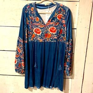 Velvet printed tunic dress